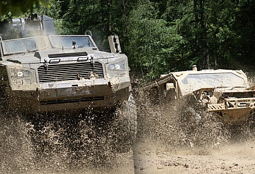 Heavy armored Golem and tactical Flyer in action at Bahna Military Day